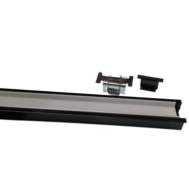 Imagem de Perfil Aluminio Embutir Slim Preto C/1 Metro Ref.70620 - Incolux
