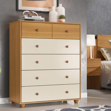 Imagem de Cômoda 06 Gavetas Vittoria Albatroz Móveis Carvalho Grife/off White