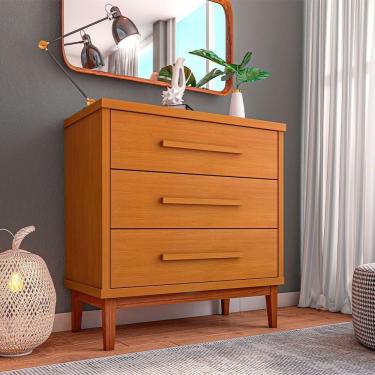 Imagem de Cômoda Para Quarto 3 Gavetas Charlotte Nature - Cor: Marrom