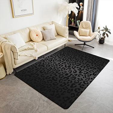 Imagem de Tapete de área com detalhes de leopardo 3x5 impressão de guepardo tapetes de sala de estar para animal selvagem preto tapete decorativo safári