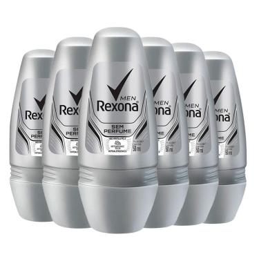 Imagem de Kit Desodorante Roll On Rexona Men Sem Perfume 50ml - 6 Unidades