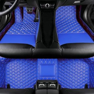 Imagem de Tapetes de carro personalizados cabem em 99% dos carros, SUVs e carros esportivos, carpete de couro antiderrapante com cobertura total para homens e mulheres, tapetes de carro de luxo-blue