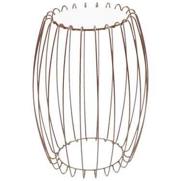 Imagem de Mesa Apoio Lateral 43 cm Tampo Vidro Branco Base Metal Cobre Nacc