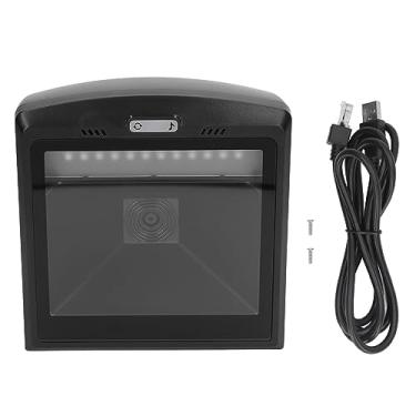 Imagem de Scanner de código de barras 2D QR omnidirecional mãos livres leitor automático de códigos de barras scanner de código de barras de mesa