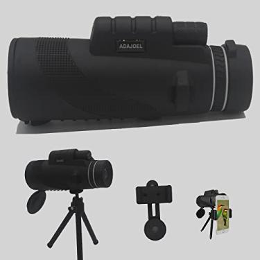 Imagem de ADAJOEL Telescópio monocular, monóculos de prisma BAK4 para adultos, monóculo portátil à prova d'água e antiembaçamento com suporte para celular, adequado para observação de pássaros e cenários de caça, presentes para homens