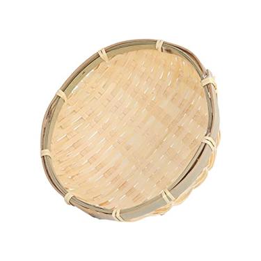 Imagem de Cesta de Frutas, Bandeja de Bambu de Frutas Estável Bandeja de Cesta de Frutas Mão Tecida Servindo Cesta Bandeja para Sala de Estar Cozinha (15cm * 5cm)