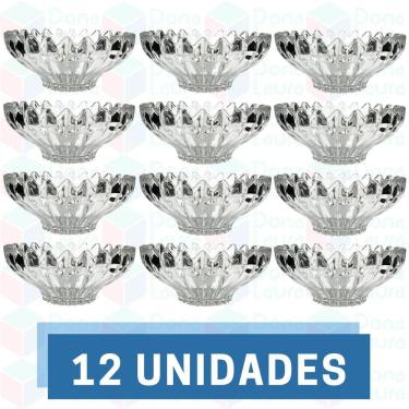 Imagem de 12 Vasilha de Vidro Resistente Desenhado p/ Petisco Sobremesa