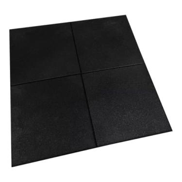 Imagem de Generic Piso de Borracha para Academia - Kit 4 Placas 50x50cm x15mm 1M² - Preto - Redução de impacto, Isolante térmico e acústico