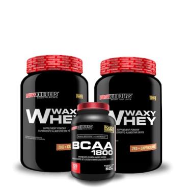 Imagem de Kit 2x Waxy Whey 2kg + BCAA 1800 120 Caps - BODYBUILDERS (Médio, Cappuccino)