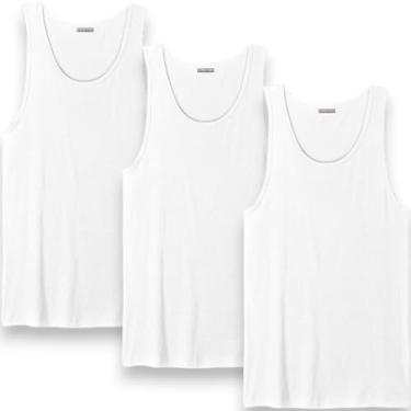 Imagem de Andrew Scott Regatas masculinas de algodão | Camisetas regatas 100% algodão sem etiqueta | Pacote com várias cores, Pacote com 3 - Branco brilhante, M