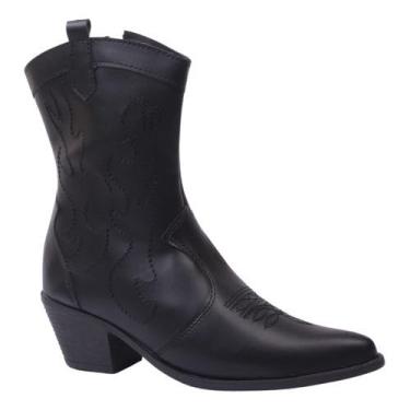 Imagem de Bota Prata Feminina Country Western Texana Bordada Ana Castela (Preto, BR, Adulto, Numérico, 38)