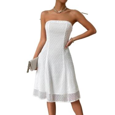 Imagem de Camisa Feminina Swiss Dot Tube Dress (Color : White, Size : M)