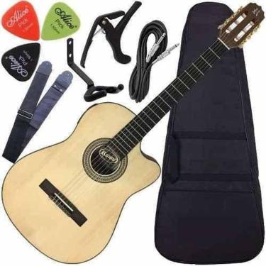 Imagem de Kit Violão Rozini Elétrico Nylon Presença Brasil Rx515At