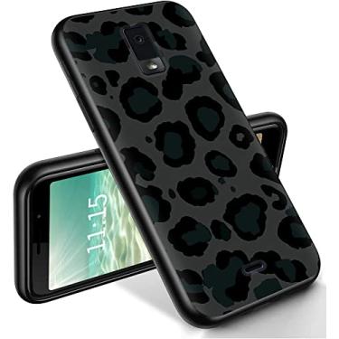 Imagem de RYUITHDJP Capa para celular Blu View 3 6" (B140DL) design de leopardo preto, capa de telefone para Blu View 3 capa protetora de TPU elegante
