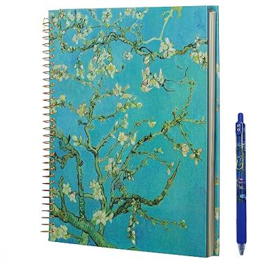 Imagem de Caderno espiral grande pautado universitário 28 x 24 cm e 300 páginas, caderno espiral durável de capa dura College Van Gogh caderno de diário de estética espiral