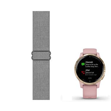 Imagem de C2D JOY Pulseira elástica compatível com Garmin Forerunner 255S Venu 2S e vivoactive 4S pulseira de relógio ajustável de nylon elástico - cinza de 18 mm