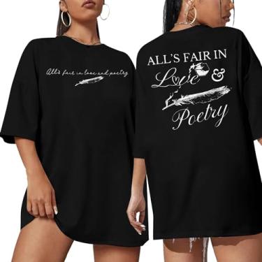 Imagem de All's Fair in Love and Poetry Camiseta feminina grande concerto country camiseta amantes de música fãs presente tops, Preto, GG