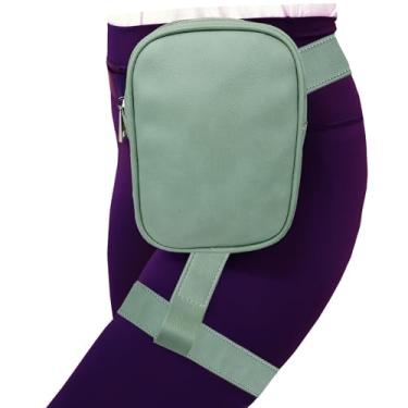 Imagem de Larswon Pochete feminina de couro sintético para coxas, Verde claro, Small, Bolsa de cintura
