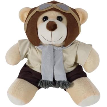 Imagem de Urso De 25cm Para Nicho Decoração Menino Aviador Cinza Bebê Baby Decoração Quarto Festa Pelúcia Presente Revelação Deluxe