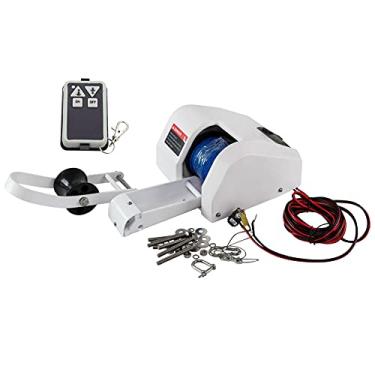 Imagem de Guincho de âncora marítima elétrico de 12 V até 16 kg, kit de guincho de âncora de barco de água salgada, guinchos de reboque resistentes para barco de pesca pontão barco (branco, 16 kg)