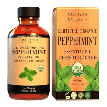 Imagem de Organic Peppermint Essential Oil 4 oz, USDA Certified Mentha Piperita, Perfect for Aromatherapy, Diffuser, DIY by Mary Tylor Naturals
