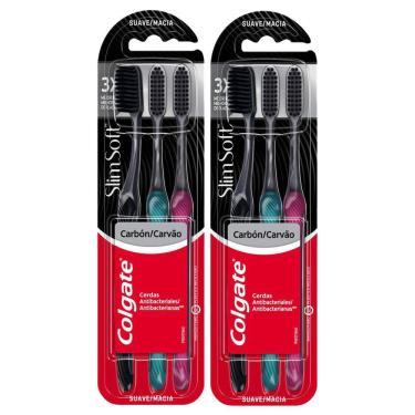 Imagem de Kit 6 Escovas Dental Colgate Slim Soft Black