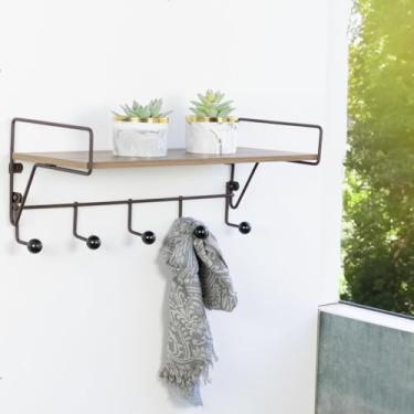 Imagem de Prateleira Multiuso com Ganchos Aço Corten/Preto