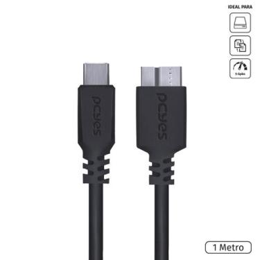 Imagem de Cabo para HD Externo USB Tipo C para Micro USB B 3.0 1 Metro Preto - P