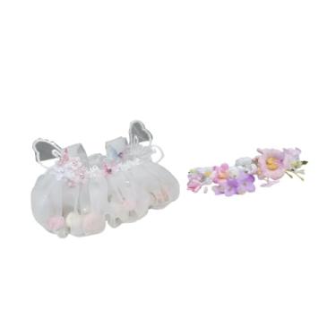 Imagem de TTETTZ Vestido de Boneca de Fada, Acessório de Roupa Feito à Mão, Roupas Casuais, Roupas de Boneca Fofas para Boneca de Pelúcia de Pato de 15 Cm, Presentes D, Tipo de faixa de cabeça rosa