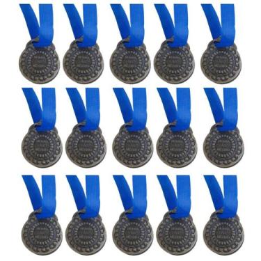 Imagem de Kit C/15 Medalhas de Ouro Prata ou Bronze Honra ao Mérito C/Fita Azul 