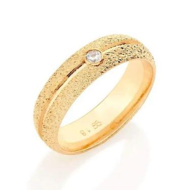 Imagem de Aliança de casamento e noivado ouro 18k banhada anel de compromisso ro