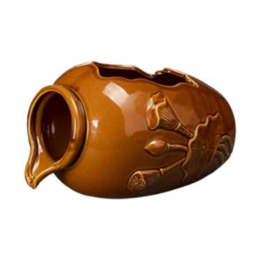 Imagem de Ioensy Jarra de cerâmica para fonte circulante Jarra de cerâmica para cachoeira, pote de barro vintage para circulação de água para quintal, jardim, M