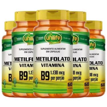 Imagem de KIT C/5 Un. Suplemento Metilfolato B9 1.138mcg 60 Cápsulas - Unilife
