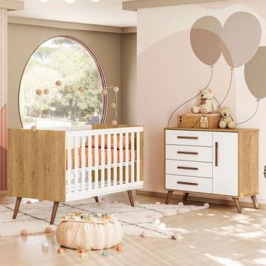 Imagem de Quarto Infantil Completo Bear 1 Porta 4 Gavetas Branco/Freijo - Pnr Mó