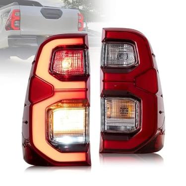 Imagem de Par de Lanternas Traseiras LED Vermelhas para Toyota Hilux Modelo SRX 2016-2023 Funções de Luz de Posição, Freio, Ré e Pisca e Instalação Plug and Play