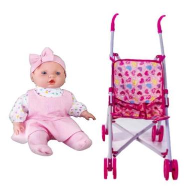 Imagem de Kit Boneca Primeira Oração Pai Nosso Judy + Carrinho Rosa - Milk Brinq