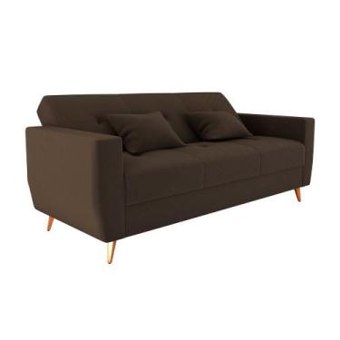 Imagem de Sofá Cama Rocoo 205cm Reclinável Veludo Marrom - Sallar Home
