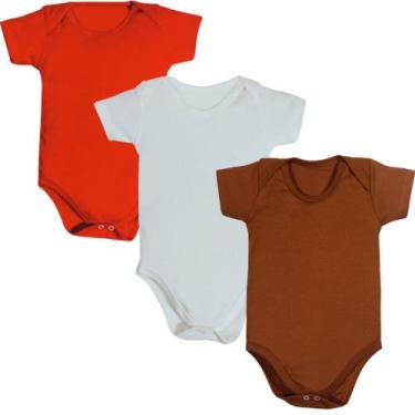 Imagem de Kit 3 Pçs Body Infantil 1 A 3 Anos Liso 100% Algodão Menino - Bebe Mal