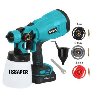 Imagem de Pistola De Pintura E Pulverizador HVLP a bateria 21v com 3 bicos de co