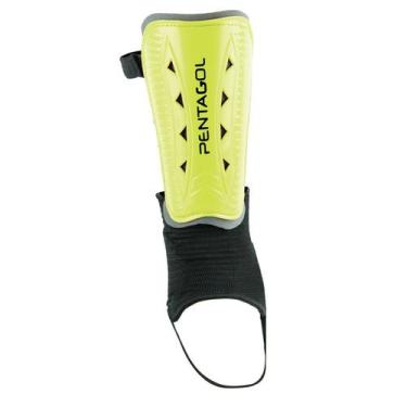 Imagem de Caneleira Futebol Pentagol Power Adulto com Tornozeleira, Verde limão