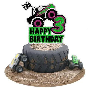 Imagem de Big Truck Happy 3rd Birthday Cake Topper - It's the Perfect Car Themed Birthday Party or Truck Themed Party Decorations for Boys or Girls - SugarGera