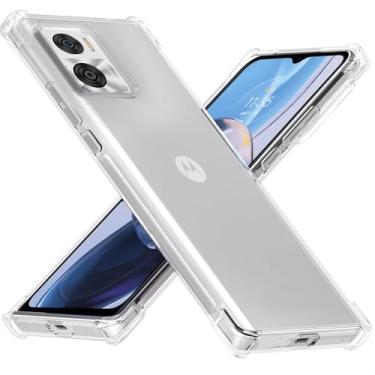 Imagem de USTIYA Capa para Motorola MOTO E22/E22i Uso Resistente, Bumper Absorção Choques em TPU Transparente Protector Câmera Espessamento nas Quatro Pontas da Carcasa