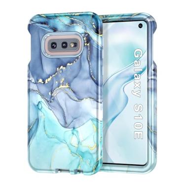 Imagem de Btscase Capa para Samsung Galaxy S10e, capa resistente de três camadas de mármore à prova de choque de corpo inteiro resistente PC rígido + TPU macio proteção contra quedas mulheres meninas capa para