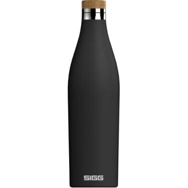Imagem de SIGG Garrafa de água Meridian Black (0,5 L), sem poluentes e à prova de vazamento feita de aço inoxidável, garrafa com isolamento de parede dupla para bebidas frias e quentes