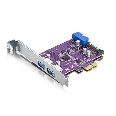 Imagem de ipolex Placa de expansão PCIe para 2 portas USB 3.0 com conector de 19 pinos para estender 2 portas USB 3.0 frontais, com conector de alimentação SATA de 15 pinos, compatível com Windows 10/8/7/XP