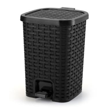 Imagem de Lixeira Smart Rattan Grande 15 Litros C/ Pedal - Monte Líbano, Preto