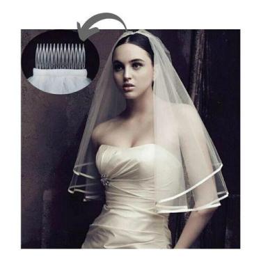 Imagem de Véu De Noiva Casamento Simples Curto 75 Cm Barato - LM, Off, White
