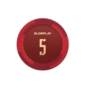 Imagem de SLOWPLAY Godel Clay Poker Chips, composto de argila pesada de 14 gramas, fichas grandes de 40 mm a granel, pacote de 50 com denominação de 5