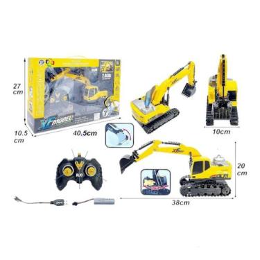 Imagem de Brinquedo Escavadeira Solta Fumaça Recarregável Gira 360º - Toys