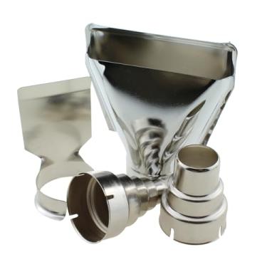 Imagem de SQXBK Kit de bocal de pistola de calor prata 4 peças refletor de aço inoxidável resistente ao calor acessório de pistola de reposição acessórios de soprador de calor